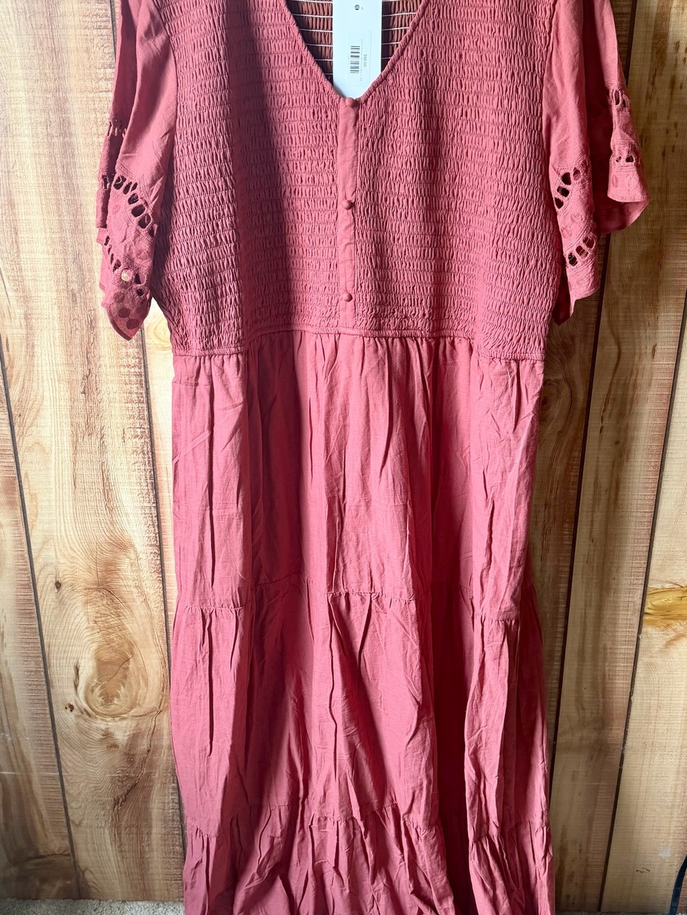 Women’s Maxi Dress in Dusty Rose - Lightweight Tiered V-Neck